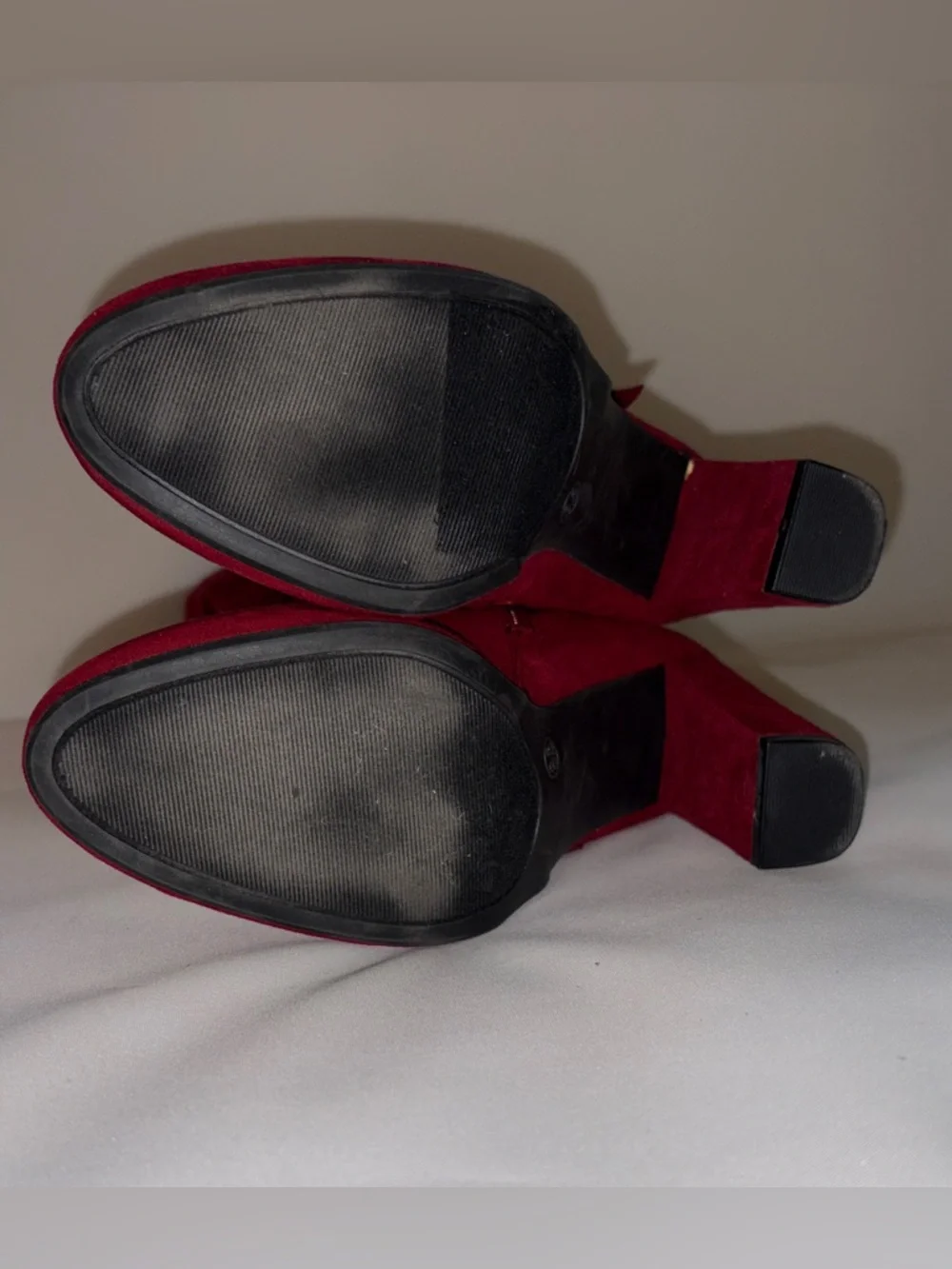 Journee Collection Over-the-Knee Suede Boots in Deep Red Size 8.5